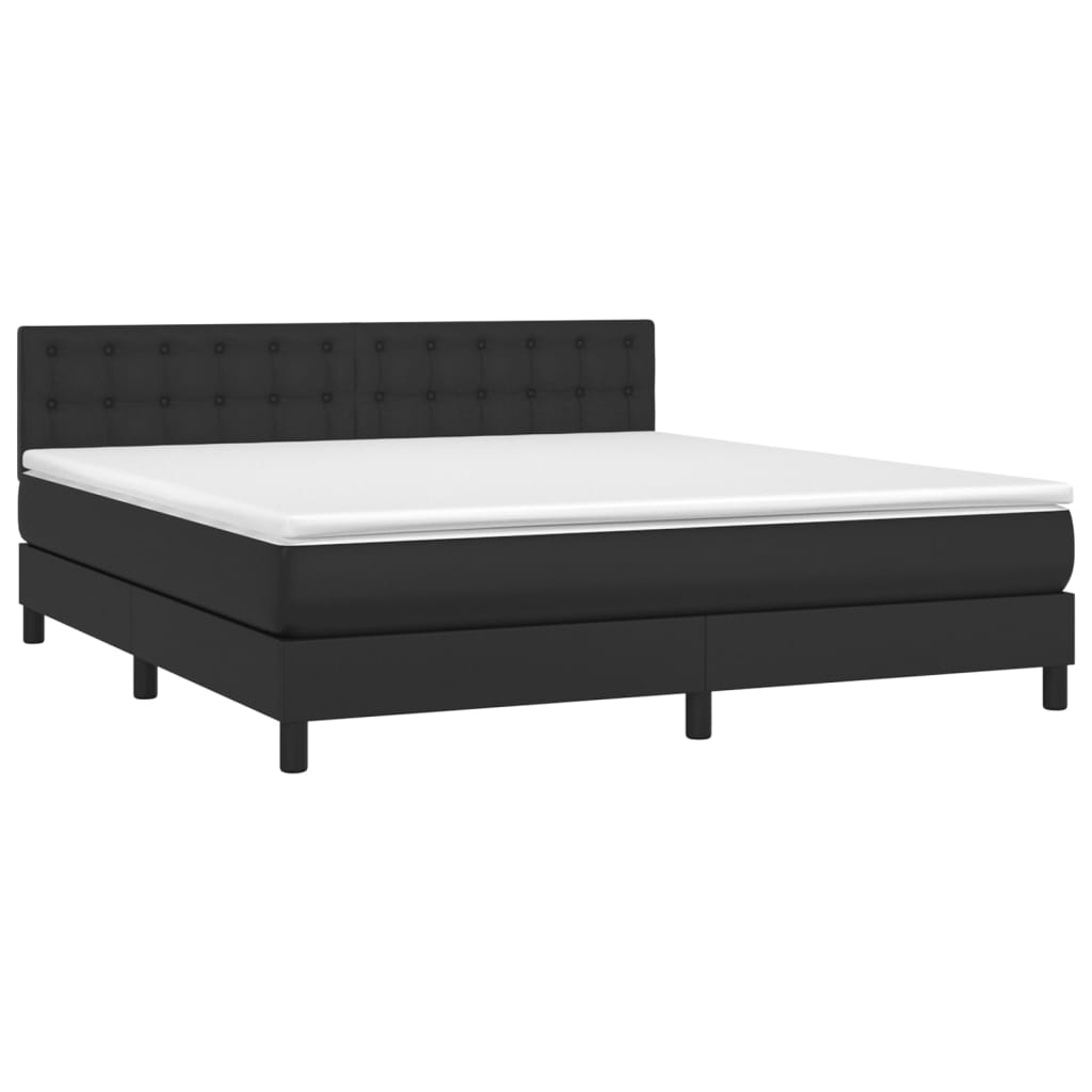 Box spring bed with mattress black 160x200 cm artificial leather