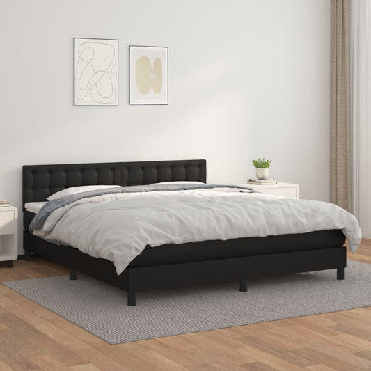 Box spring bed with mattress black 160x200 cm artificial leather