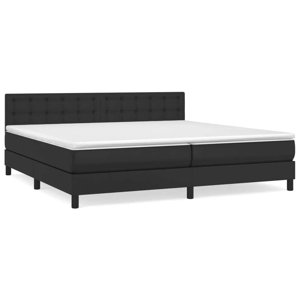 Sommier tapissier avec matelas noir 200x200 cm cuir artificiel