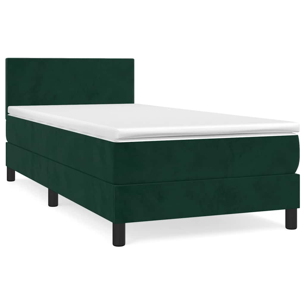 Boxspringbett mit Matratze Dunkelgrün 90x190 cm Samt