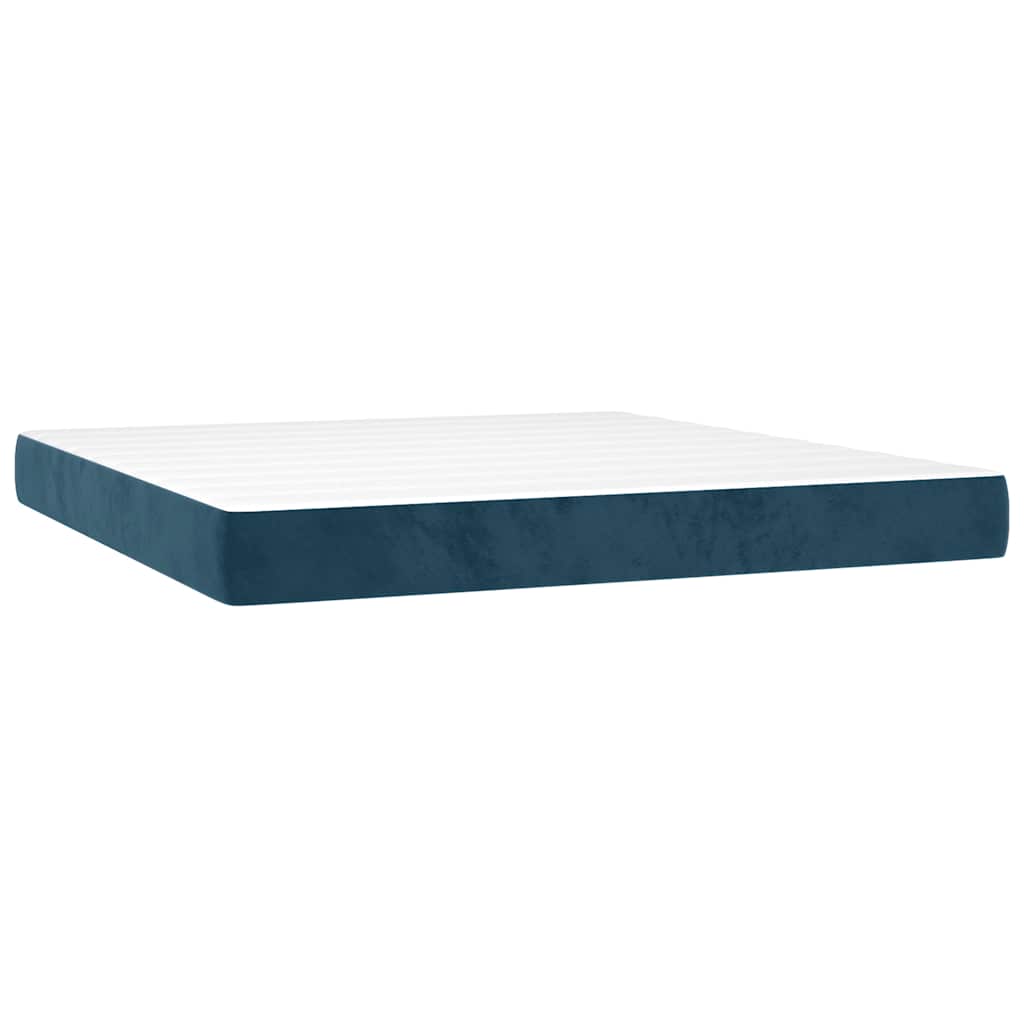 Boxspringbett mit Matratze Dunkelblau 160x200 cm Samt