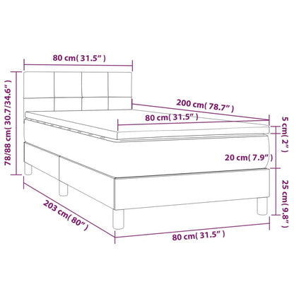 Boxspringbett mit Matratze Hellgrau 80x200 cm Samt
