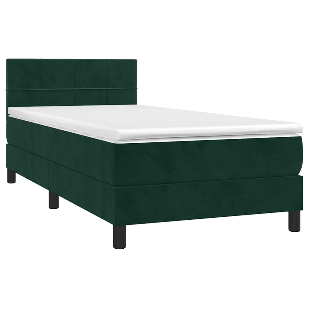 Boxspringbett mit Matratze Dunkelgrün 80x200 cm Samt