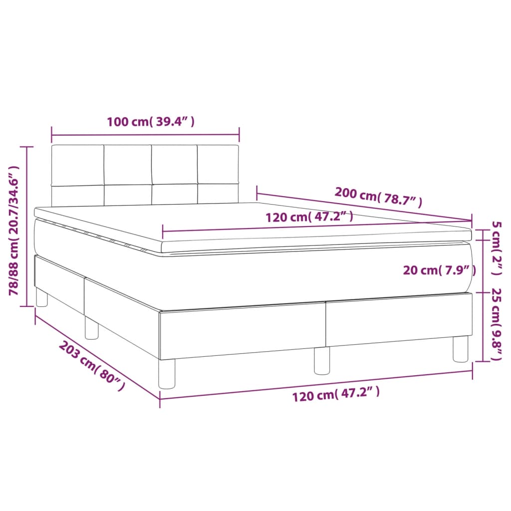 Boxspringbett mit Matratze Schwarz 120x200 cm Samt