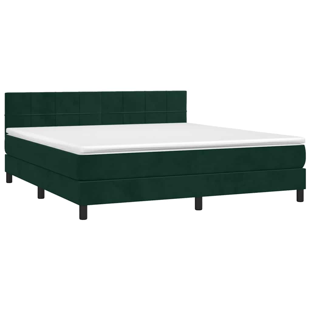 Boxspringbett mit Matratze Dunkelgrün 160x200 cm Samt