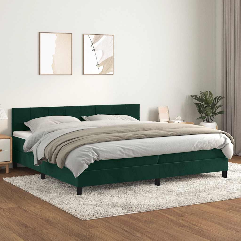 Boxspringbett mit Matratze Dunkelgrün 200x200 cm Samt