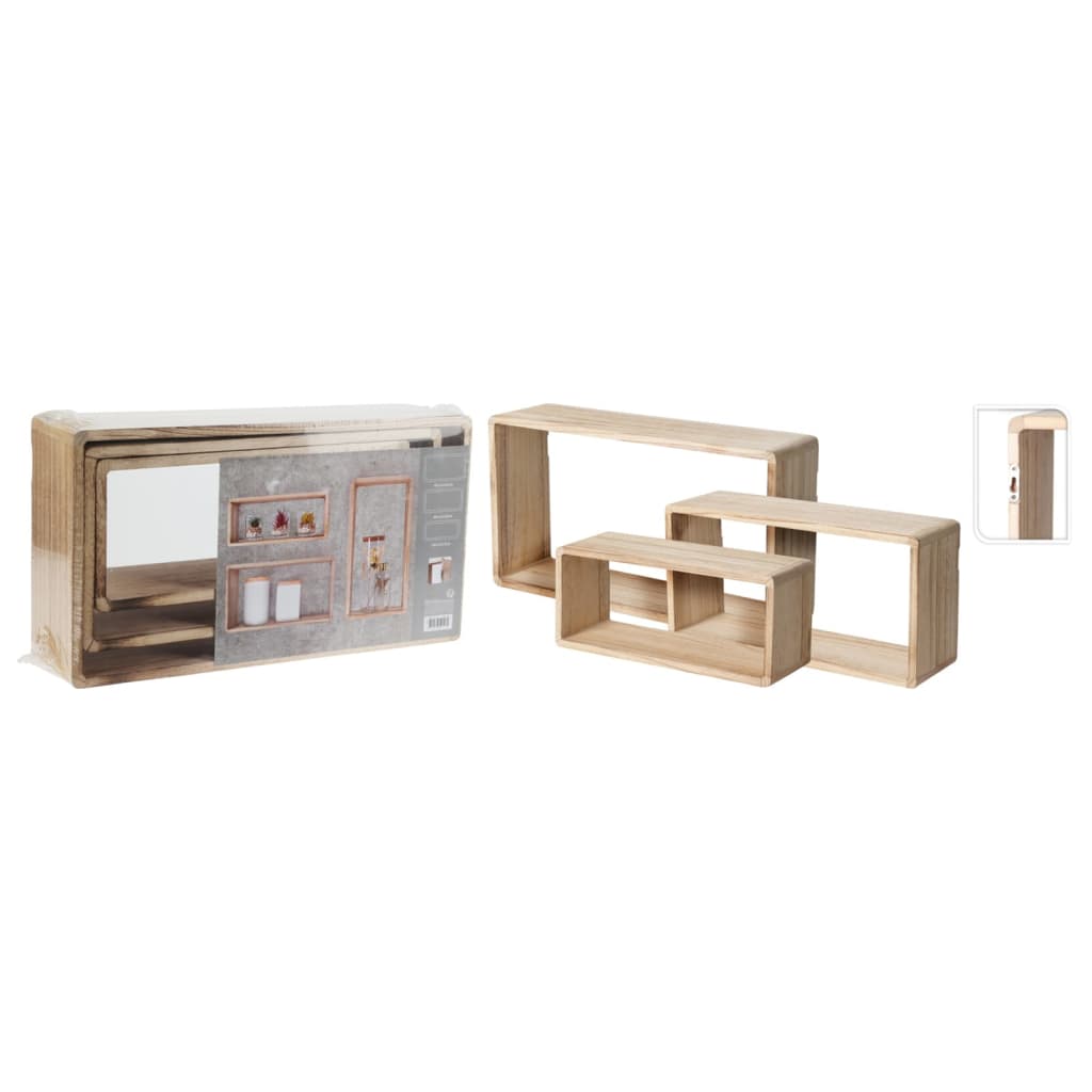 3-tlg. Holzregal-Set Natur