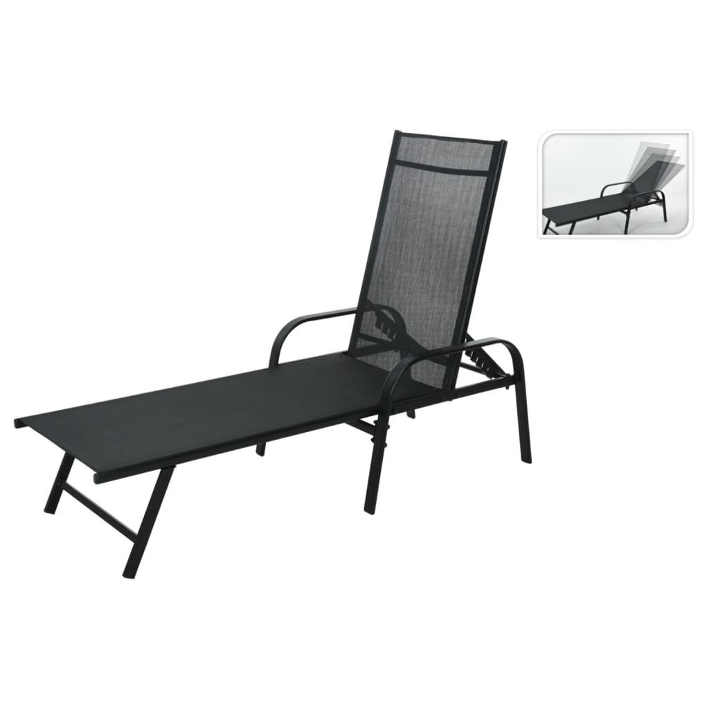 ProGarden transat pliant 195x60x45 cm noir