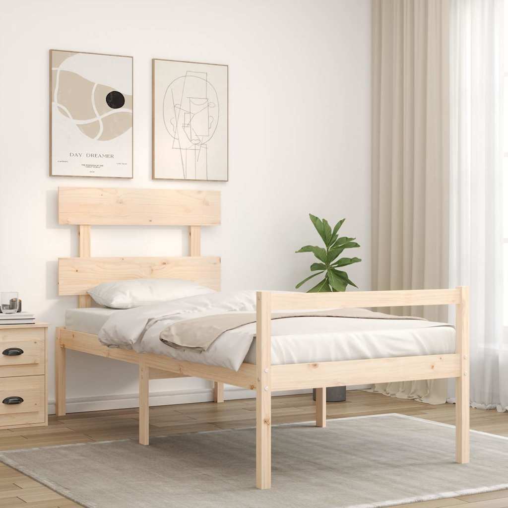Seniorenbett mit Kopfteil Massivholz