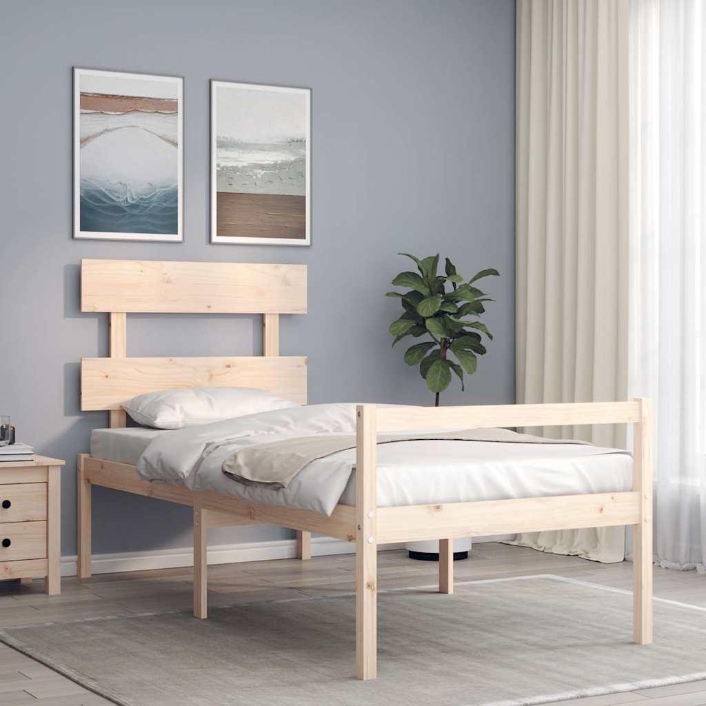 Seniorenbett mit Kopfteil Massivholz