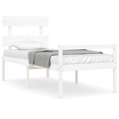 Seniorenbett ohne Matratze Weiß Einzelbett Massivholz