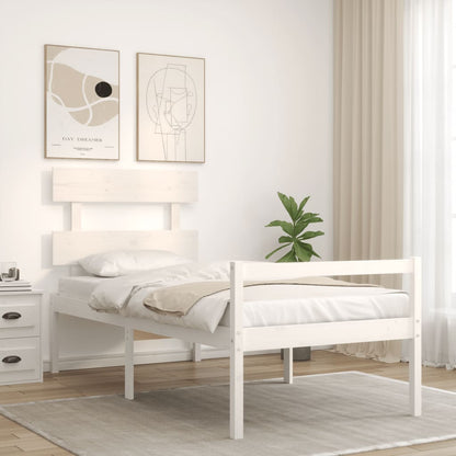 Seniorenbett ohne Matratze Weiß Einzelbett Massivholz