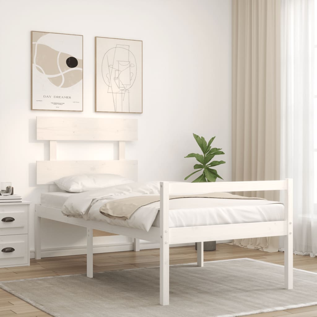 Seniorenbett ohne Matratze Weiß Einzelbett Massivholz