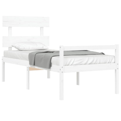 Seniorenbett ohne Matratze Weiß Einzelbett Massivholz