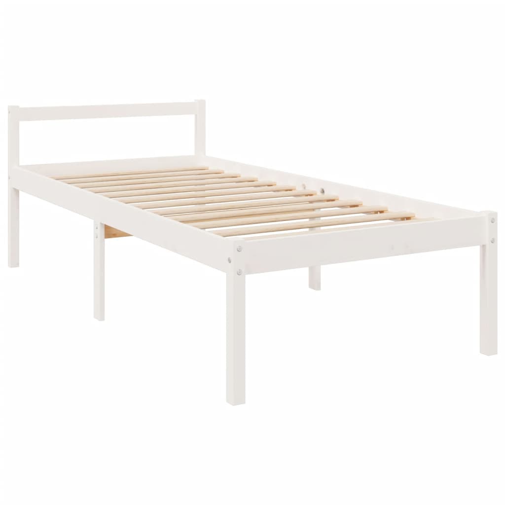 Seniorenbett ohne Matratze Weiß Einzelbett Massivholz