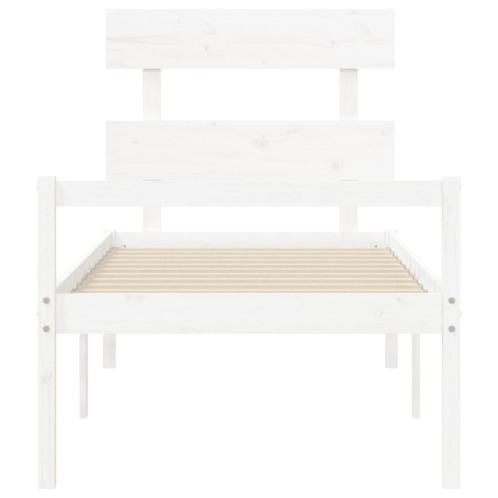 Seniorenbett ohne Matratze Weiß Einzelbett Massivholz