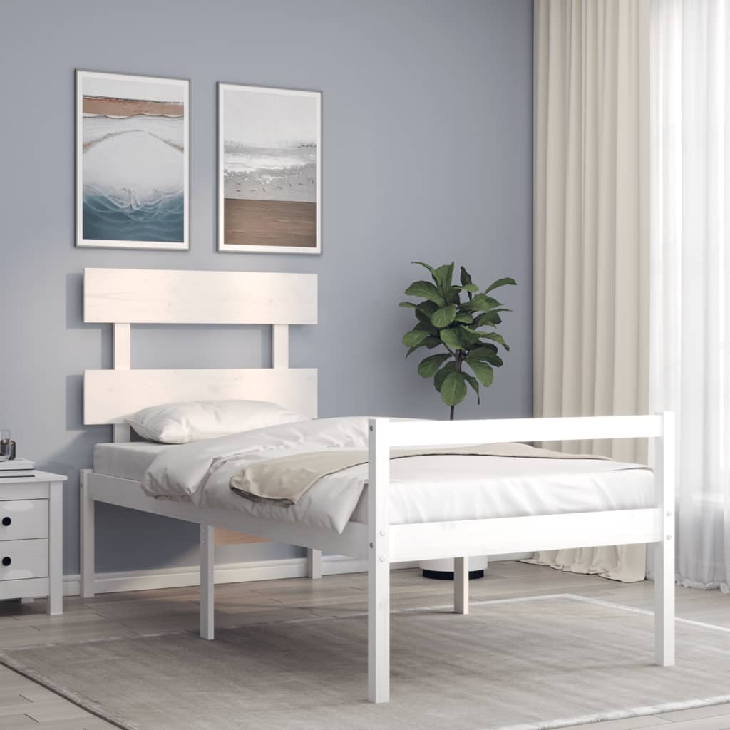 Seniorenbett ohne Matratze Weiß Einzelbett Massivholz