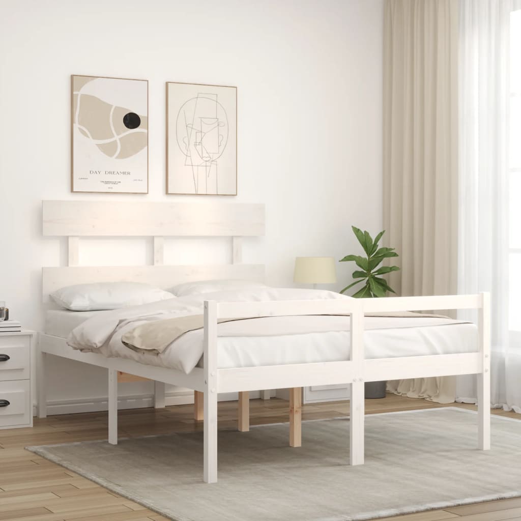 Seniorenbett ohne Matratze Weiß Klein Doppelbett Massivholz