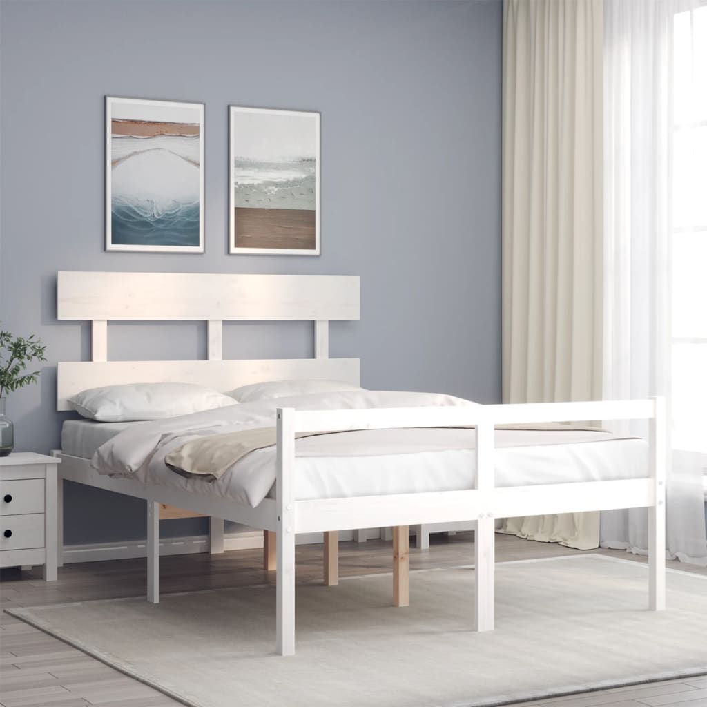 Seniorenbett ohne Matratze Weiß Klein Doppelbett Massivholz