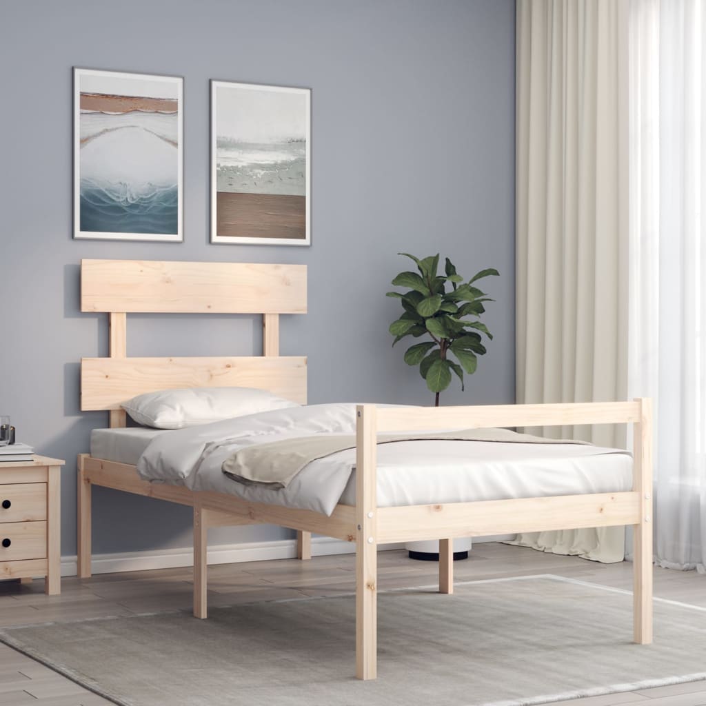 Seniorenbett mit Kopfteil 90x200 cm Massivholz