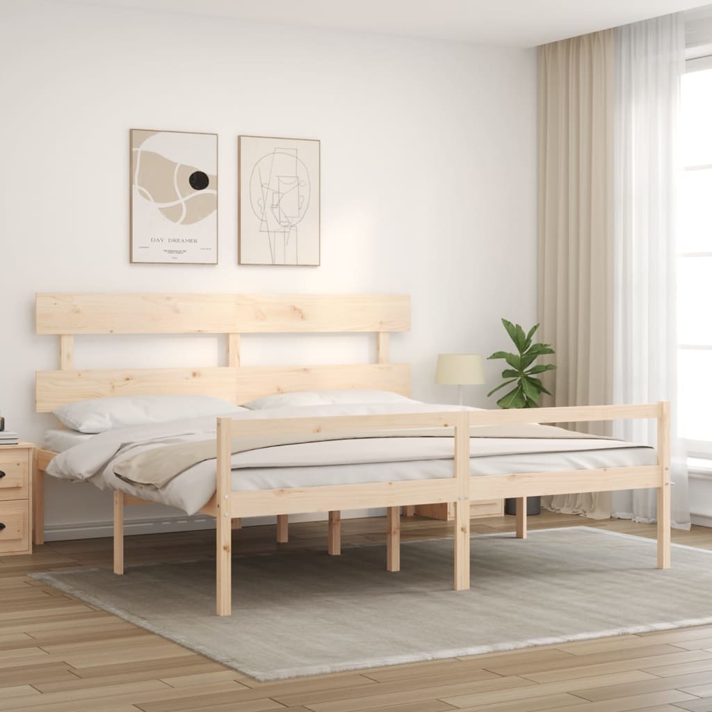 Seniorenbett mit Kopfteil 200x200 cm Massivholz