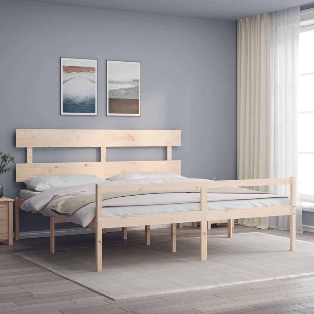 Seniorenbett mit Kopfteil 200x200 cm Massivholz
