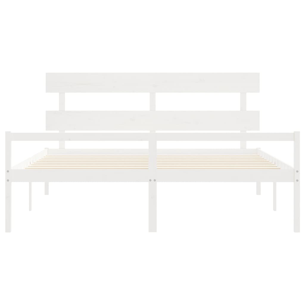 Seniorenbett mit Kopfteil 200x200 cm Weiß Massivholz