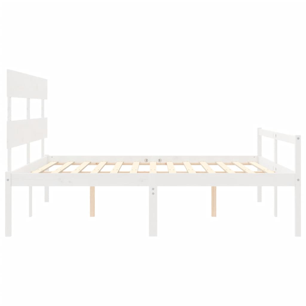 Seniorenbett mit Kopfteil 200x200 cm Weiß Massivholz