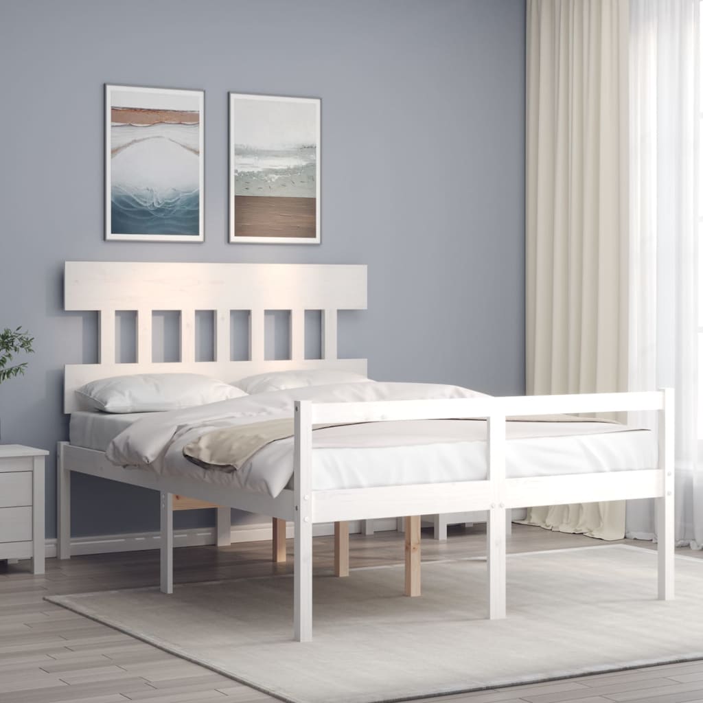 Seniorenbett ohne Matratze Weiß Klein Doppelbett Massivholz