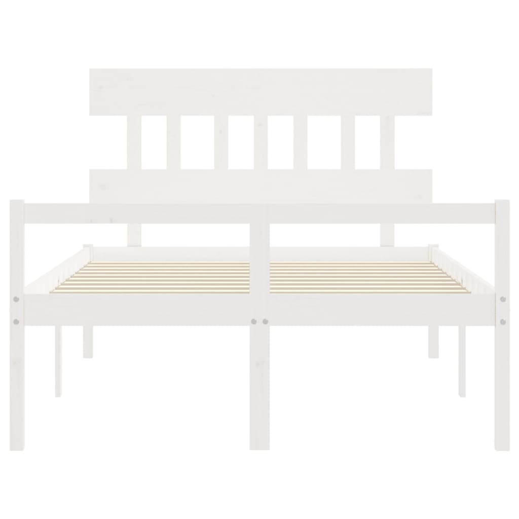Seniorenbett mit Kopfteil 120x200 cm Weiß Massivholz