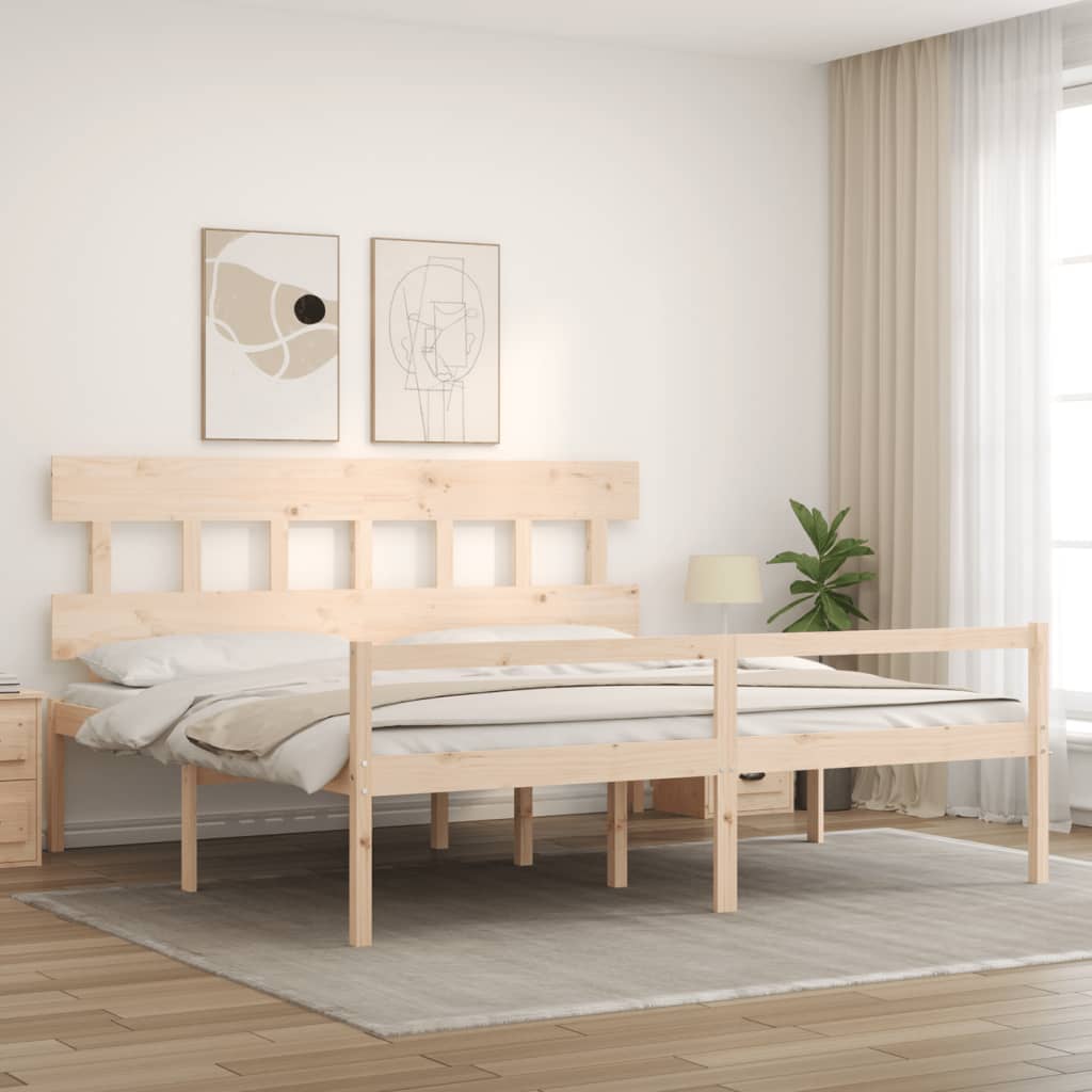 Seniorenbett mit Kopfteil 200x200 cm Massivholz
