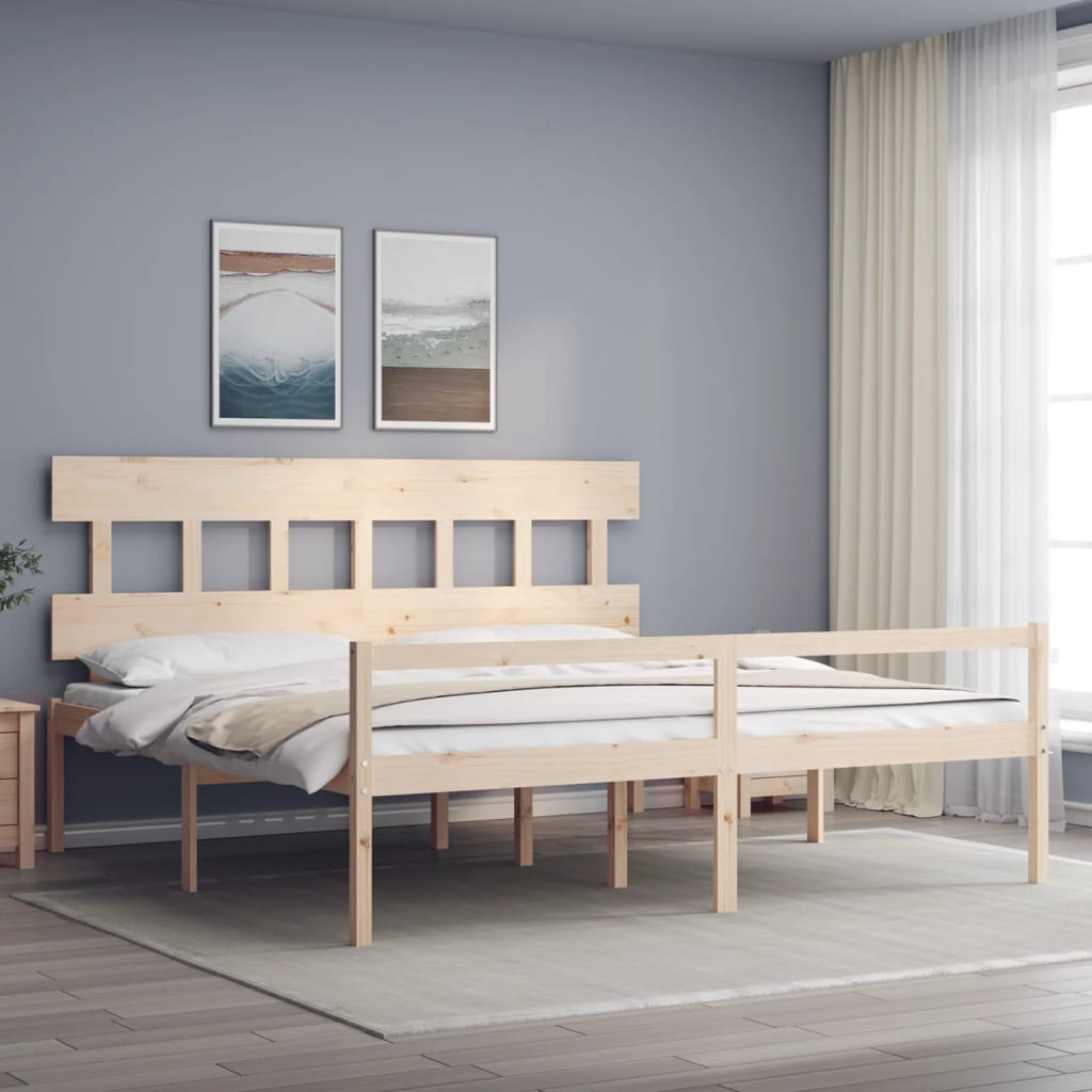 Seniorenbett mit Kopfteil 200x200 cm Massivholz
