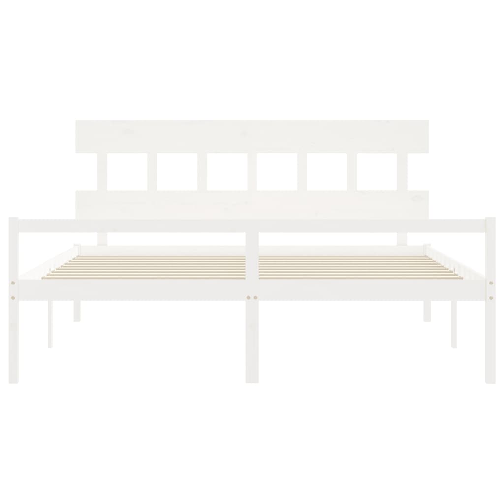 Seniorenbett mit Kopfteil 200x200 cm Weiß Massivholz