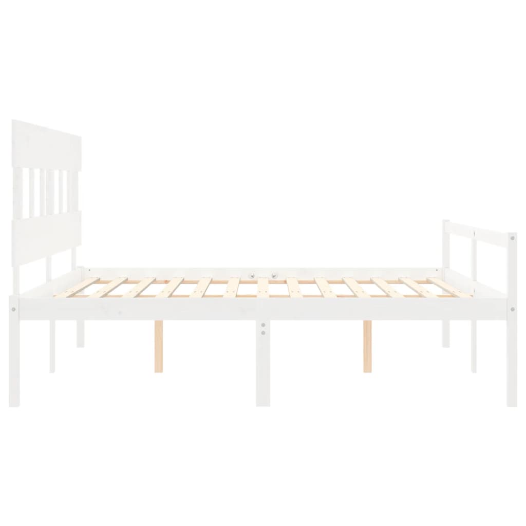 Seniorenbett mit Kopfteil 200x200 cm Weiß Massivholz