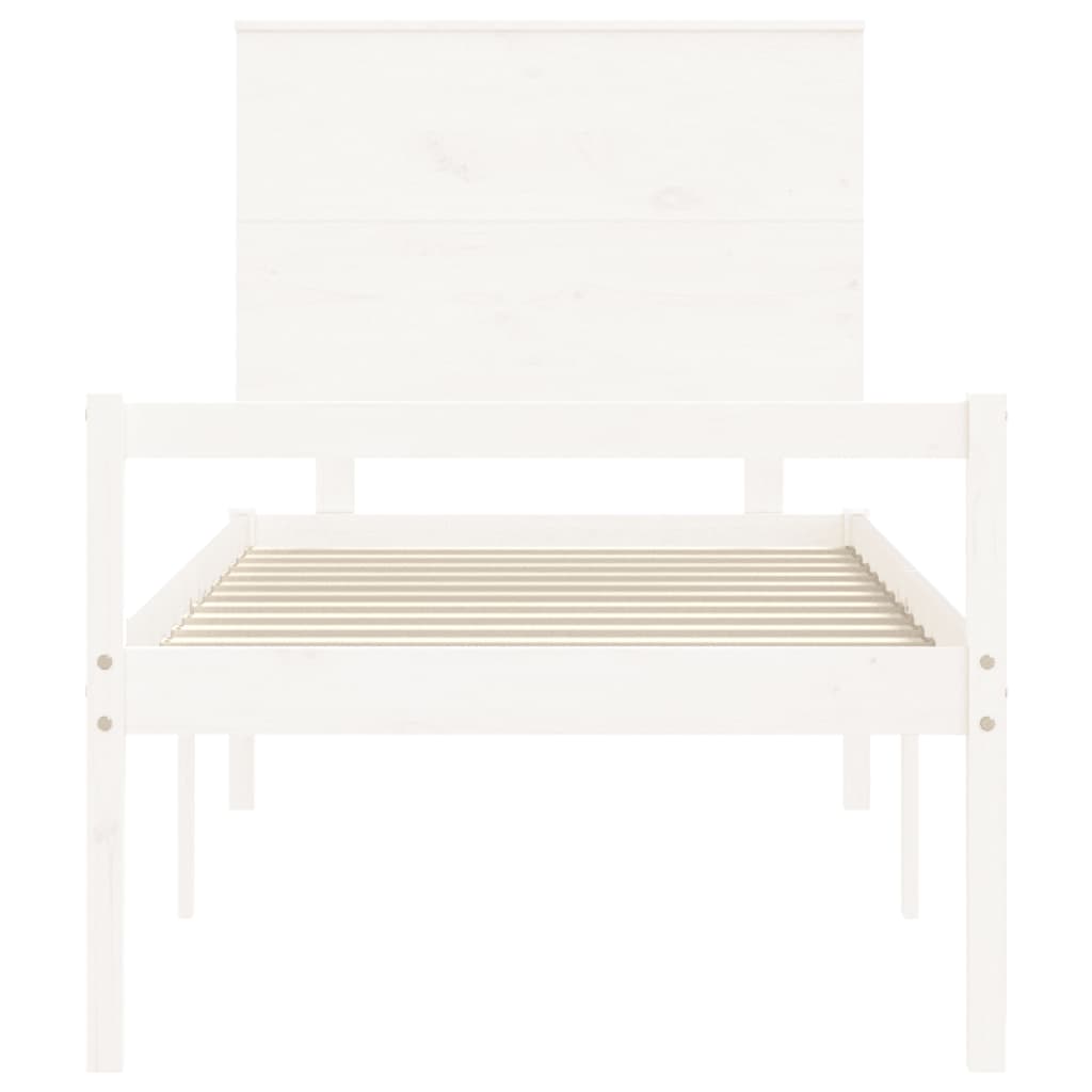 Seniorenbett mit Kopfteil Weiß Massivholz