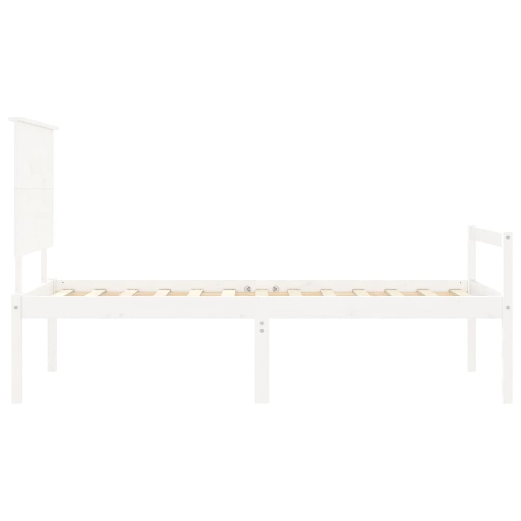 Seniorenbett mit Kopfteil Weiß Massivholz