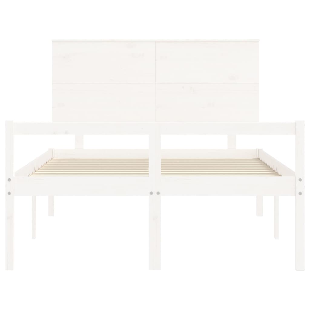 Seniorenbett mit Kopfteil Weiß Massivholz