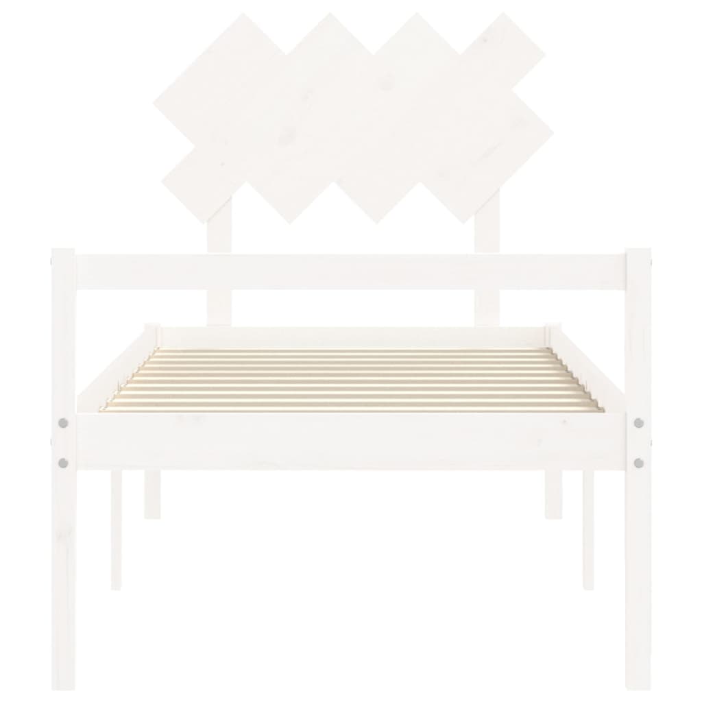 Seniorenbett mit Kopfteil Weiß Massivholz