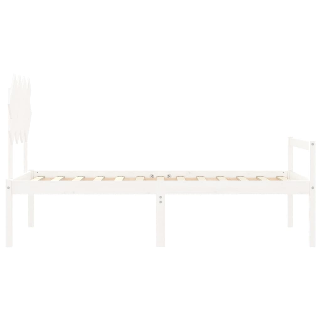 Seniorenbett mit Kopfteil Weiß Massivholz