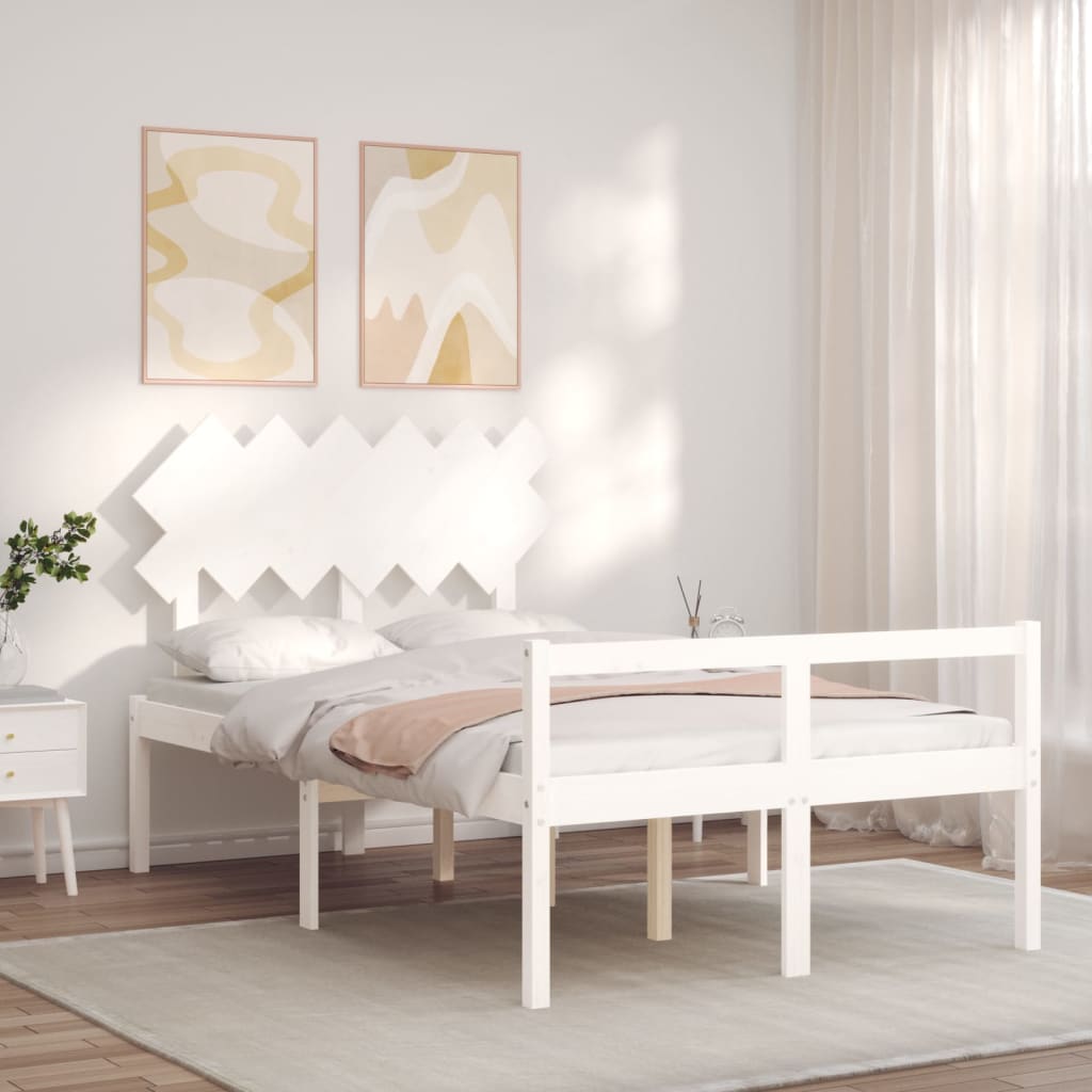 Seniorenbett ohne Matratze Weiß Klein Doppelbett Massivholz