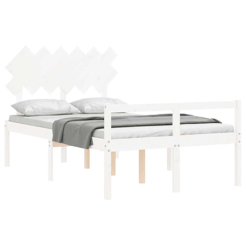 Seniorenbett ohne Matratze Weiß Klein Doppelbett Massivholz