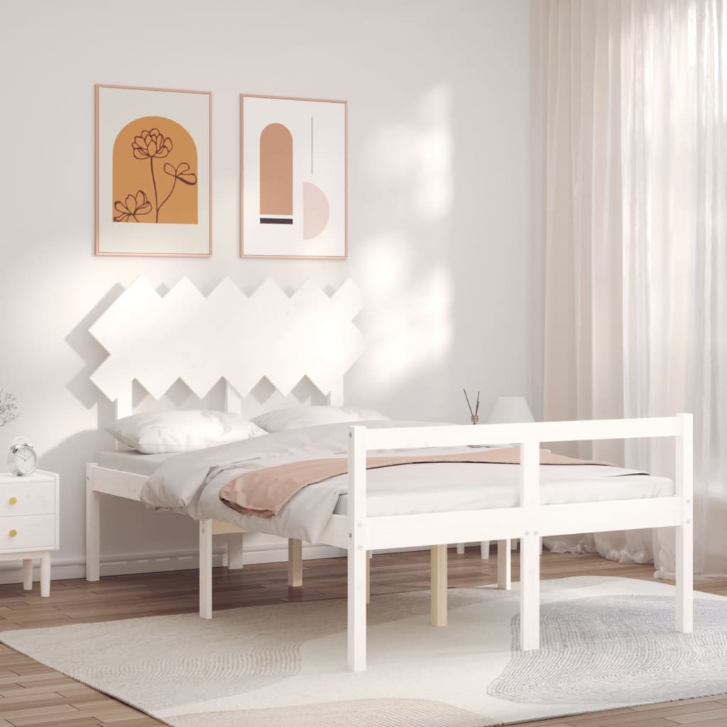 Seniorenbett ohne Matratze Weiß Klein Doppelbett Massivholz