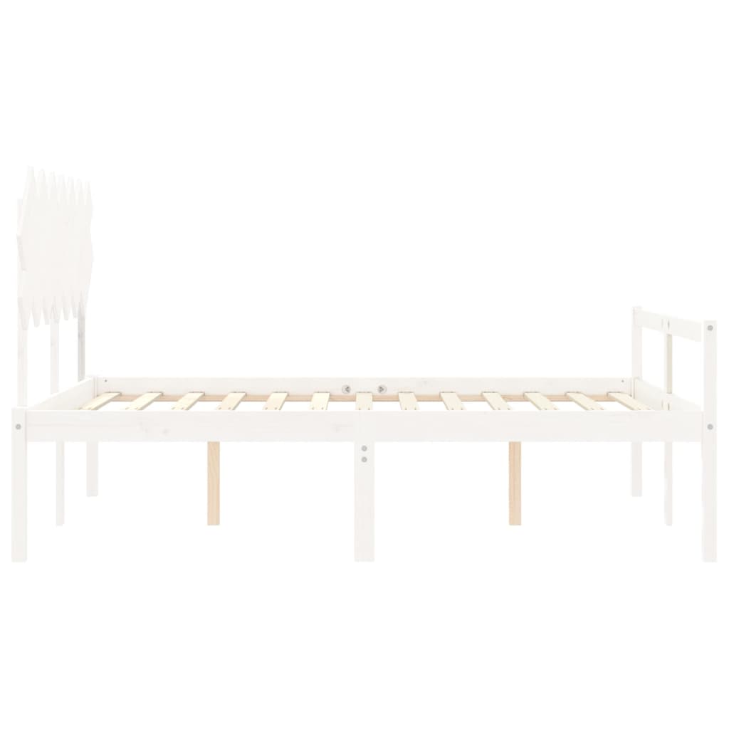 Seniorenbett mit Kopfteil 140x190 cm Weiß Massivholz