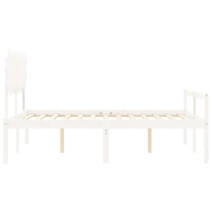 Seniorenbett mit Kopfteil 140x190 cm Weiß Massivholz