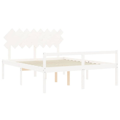 Seniorenbett mit Kopfteil 160x200 cm Weiß Massivholz