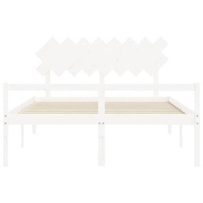Seniorenbett mit Kopfteil 160x200 cm Weiß Massivholz