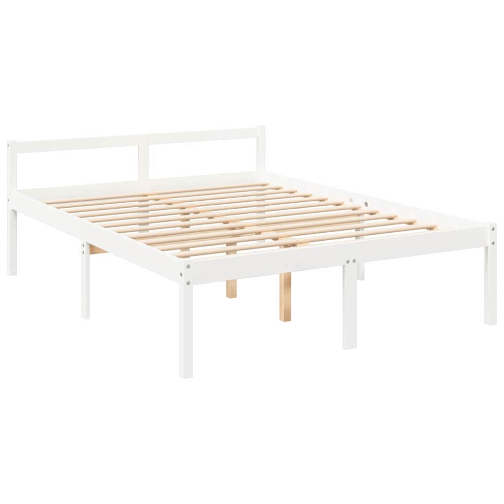 Seniorenbett mit Kopfteil 160x200 cm Weiß Massivholz