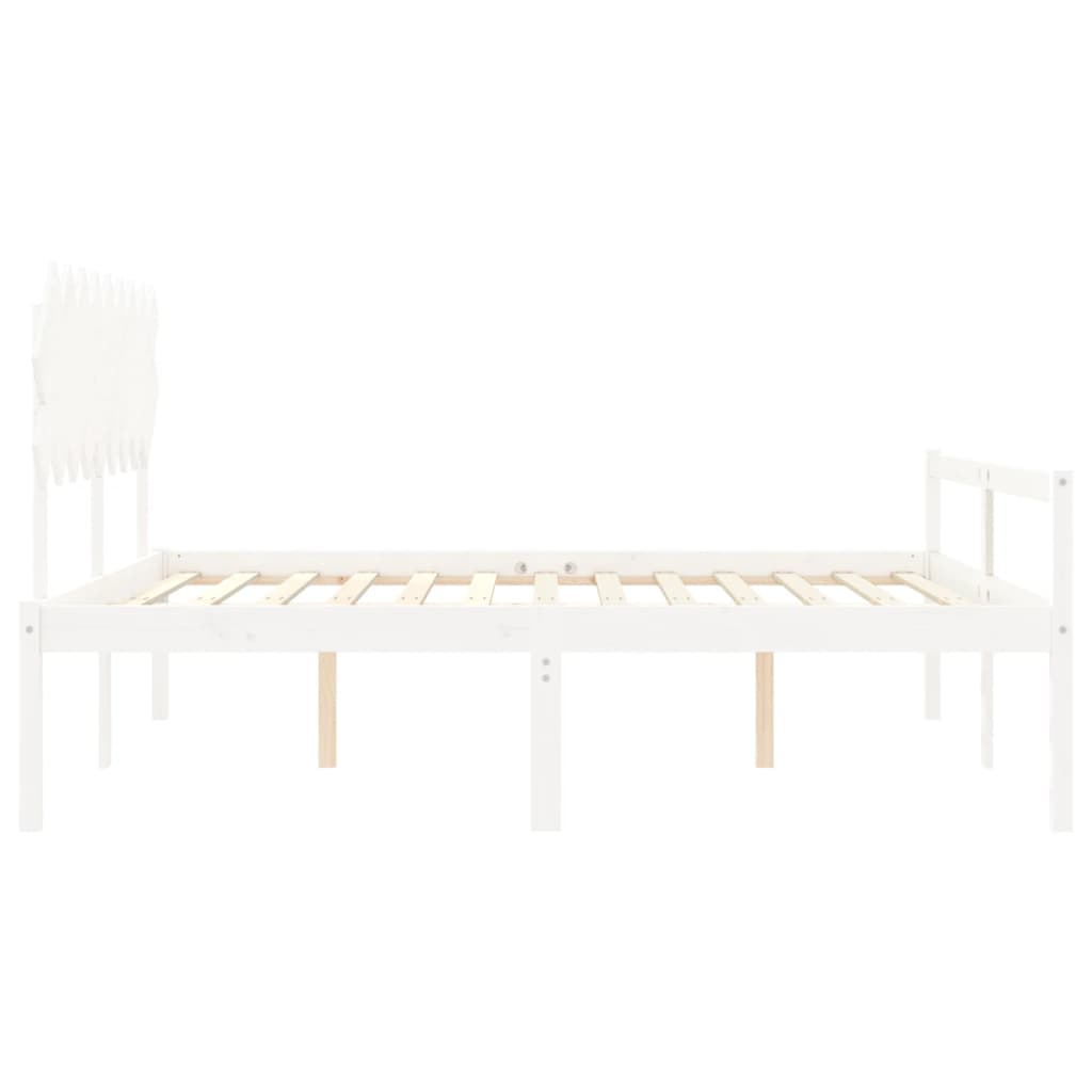 Seniorenbett ohne Matratze Weiß Super King Size Massivholz