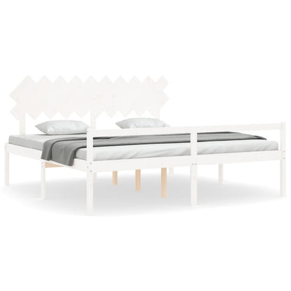 Seniorenbett mit Kopfteil 200x200 cm Weiß Massivholz