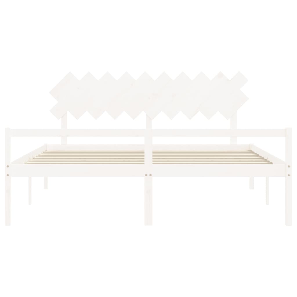 Seniorenbett mit Kopfteil 200x200 cm Weiß Massivholz